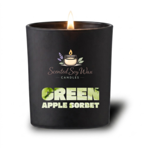 Green Apple Sorbet Scented Soy Wax Candle Black Glass Jar Candle Crisp Fruity Home Fragrance