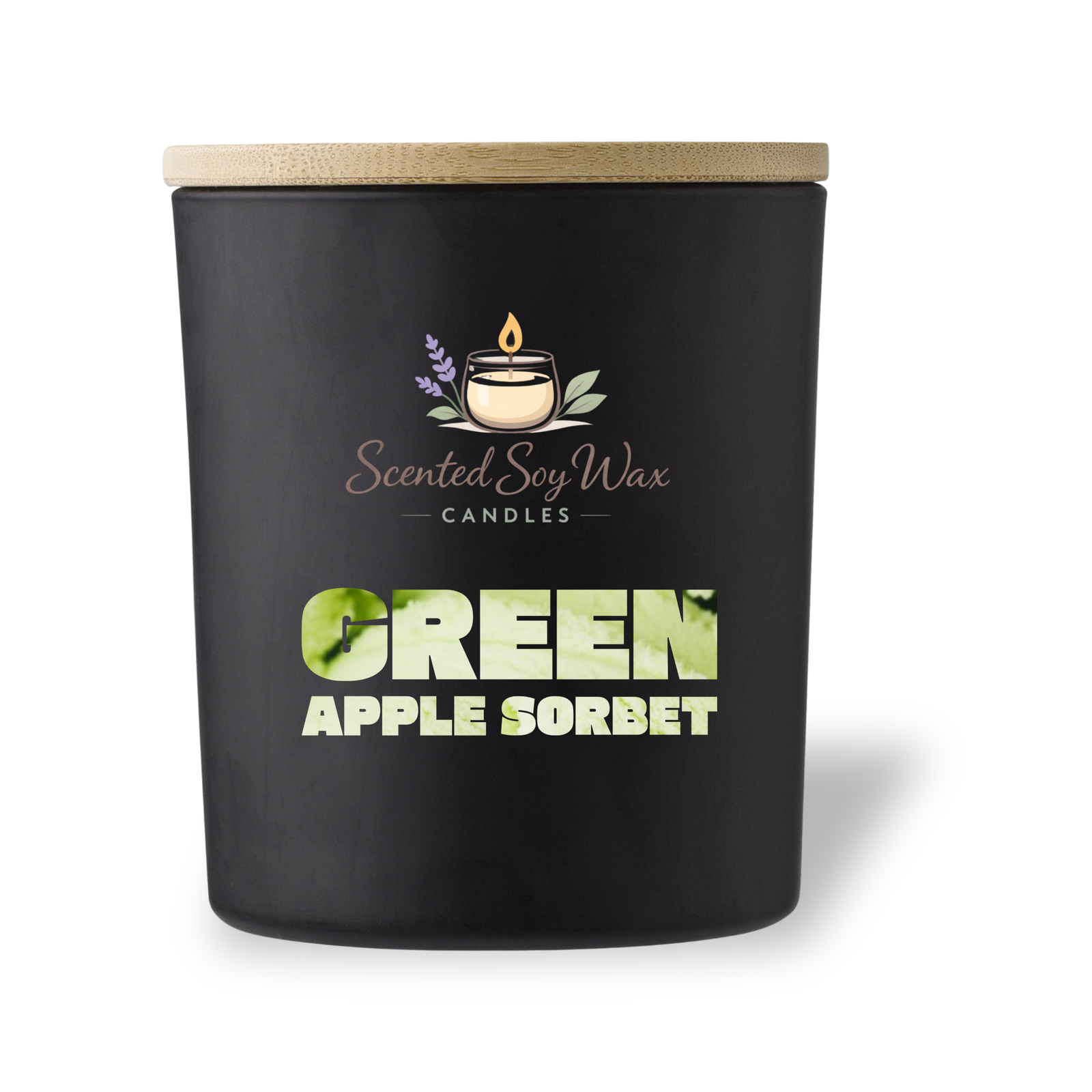 Green Apple Sorbet Scented Soy Wax Candle Black Glass Jar Candle Crisp Fruity Home Fragrance - Image 3