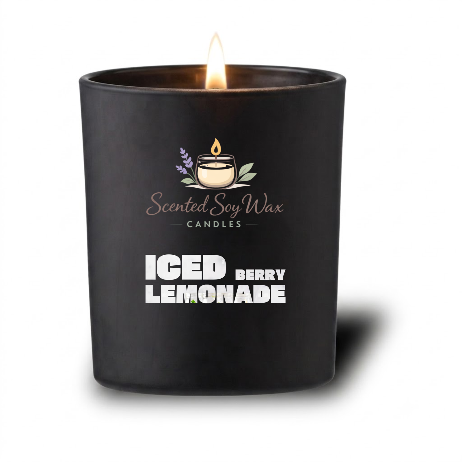 Iced Berry Lemonade Scented Soy Wax Candle Black Glass Jar Candle Fruity Summer Home Fragrance