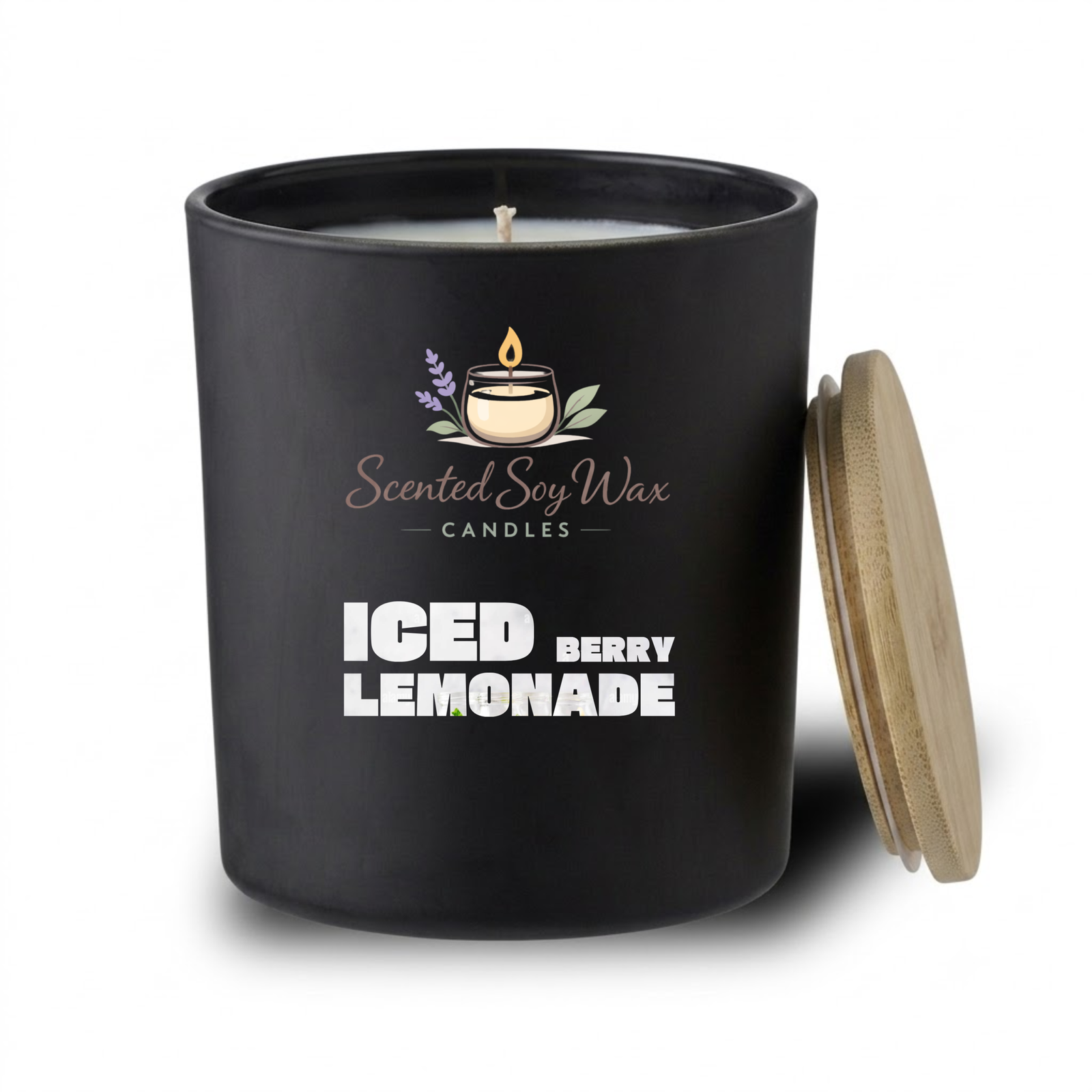 Iced Berry Lemonade Scented Soy Wax Candle Black Glass Jar Candle Fruity Summer Home Fragrance - Image 3