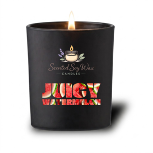 Juicy Watermelon Scented Soy Wax Candle Black Glass Jar Candle Sweet Fruity Summer Home Fragrance