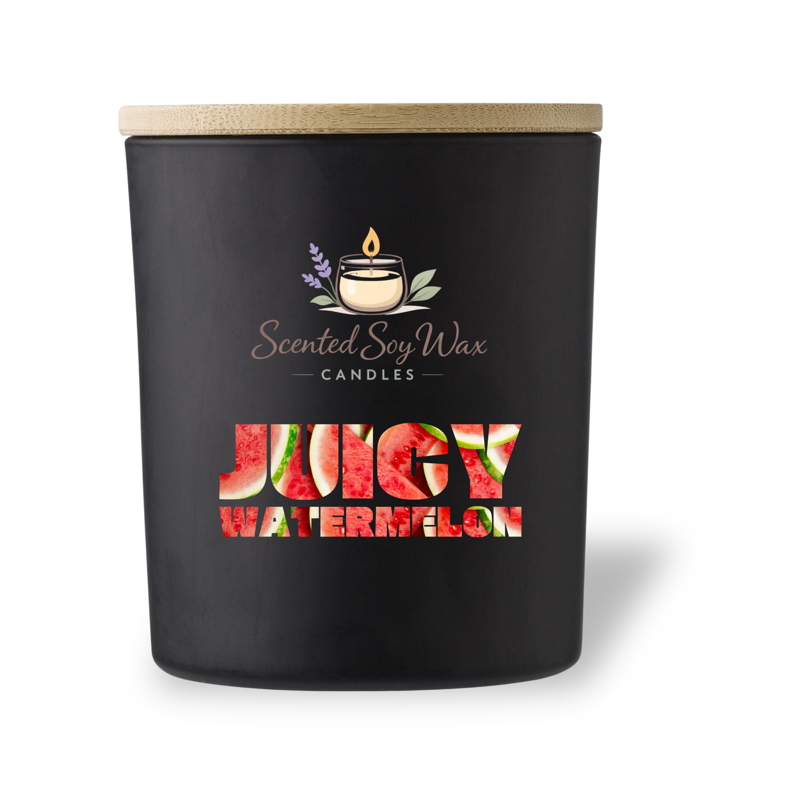 Juicy Watermelon Scented Soy Wax Candle Black Glass Jar Candle Sweet Fruity Summer Home Fragrance - Image 4