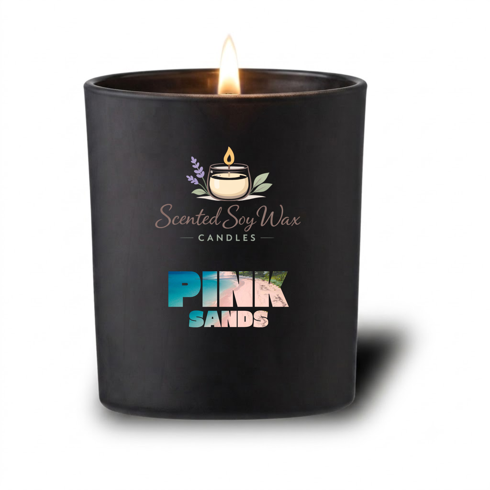 Pink Sands Scented Soy Wax Candle Black Glass Jar Candle Tropical Beach Home Fragrance