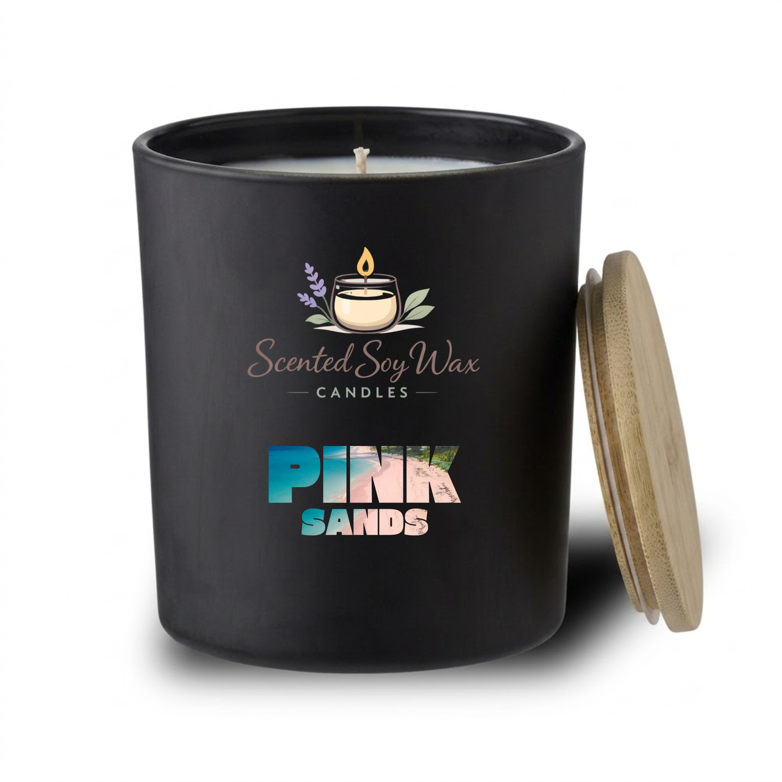 Pink Sands Scented Soy Wax Candle Black Glass Jar Candle Tropical Beach Home Fragrance - Image 2