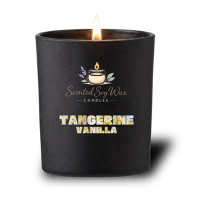Tangerine Vanilla Scented Soy Wax Candle Black Glass Jar Candle Citrus Vanilla Home Fragrance