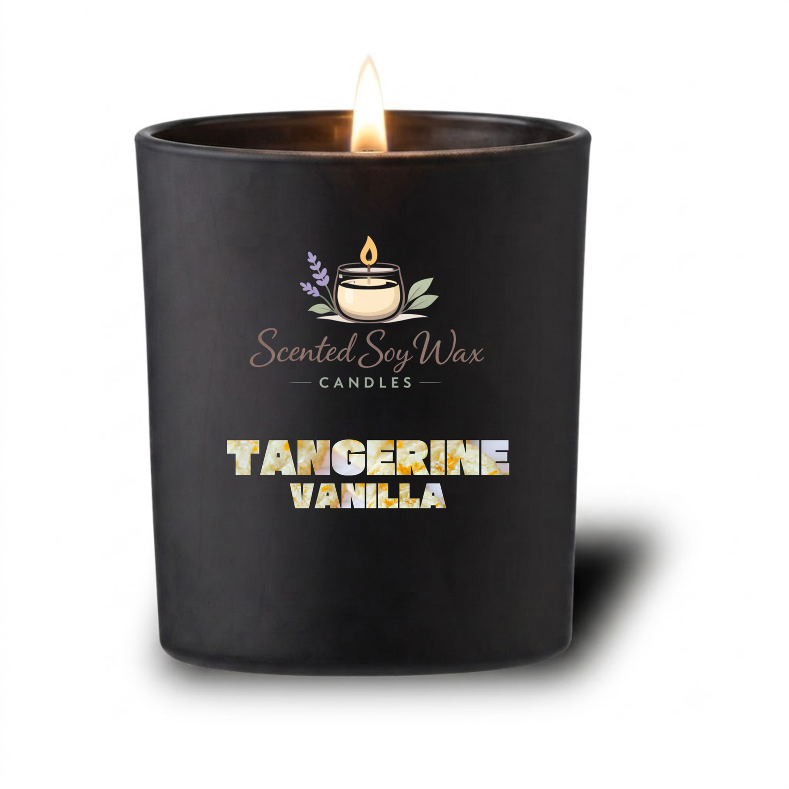 Tangerine Vanilla Scented Soy Wax Candle Black Glass Jar Candle Citrus Vanilla Home Fragrance