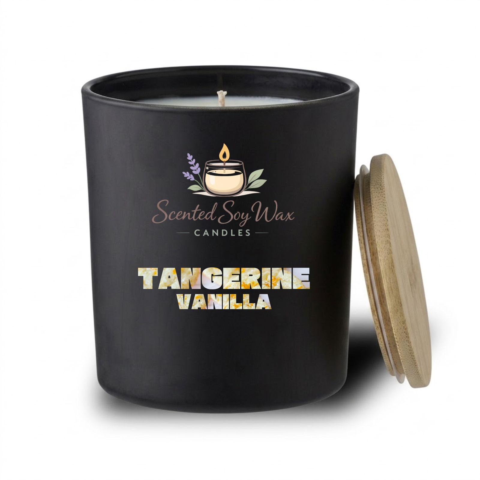 Tangerine Vanilla Scented Soy Wax Candle Black Glass Jar Candle Citrus Vanilla Home Fragrance - Image 2