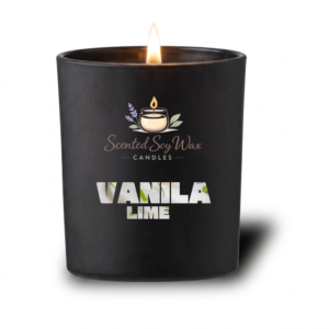 Vanilla Lime Scented Soy Wax Candle Black Glass Jar Candle Sweet Citrus Home Fragrance