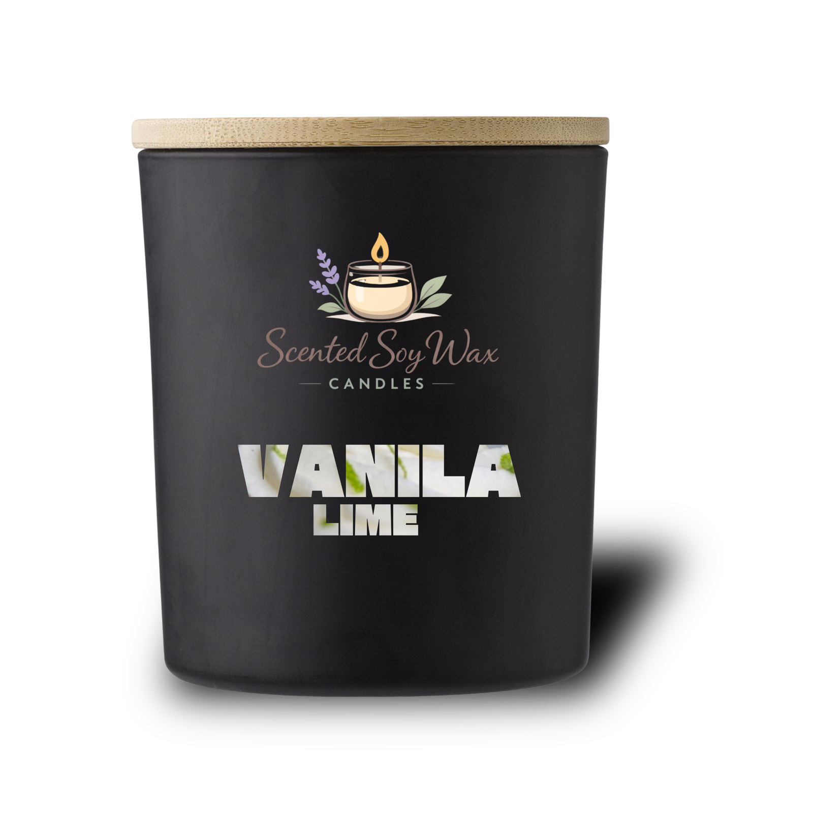 Vanilla Lime Scented Soy Wax Candle Black Glass Jar Candle Sweet Citrus Home Fragrance - Image 3